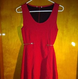 Red Zipper Skater Dress